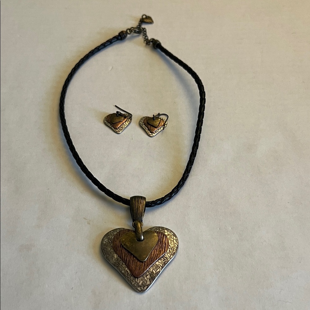 Heart Pendant Necklace and Earring Set